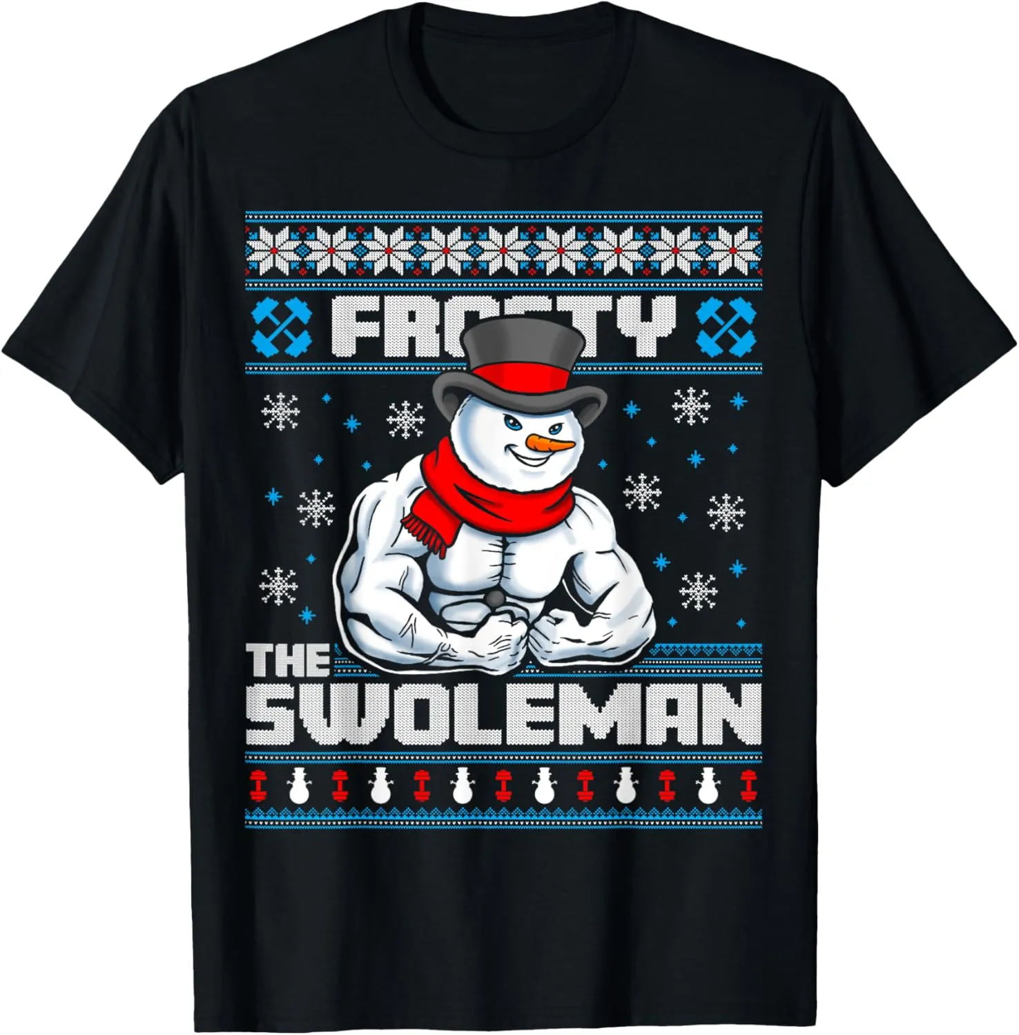 Frosty Swoleman Funny Christmas Workout Gym Weight Lifting T-Shirt