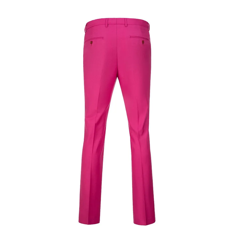 Fuchsia Men's Suits 2 Pieces Vest Pants Set V-Neck Slim Fit Casual Waistcoat Suit