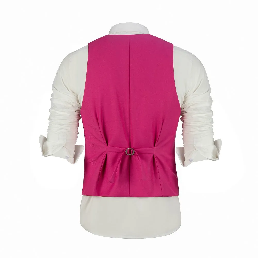 Fuchsia Men's Suits 2 Pieces Vest Pants Set V-Neck Slim Fit Casual Waistcoat Suit