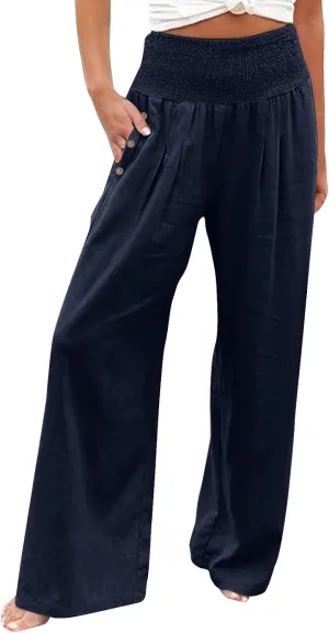 FZVYD Tummy Control Women High Waist Lounge Pants Casual Wide Leg Boho Trouser 2025 Summer Drawstring Sweatpants with Pocket