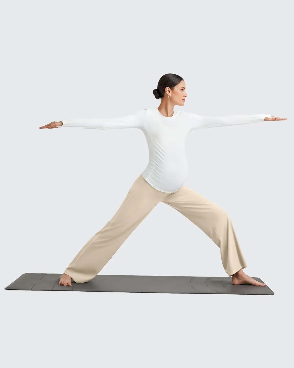 G4Free BareFeel Maternity Dress Yoga Pants Over The Belly Stretchy Work Slack Pregnancy Wide Leg Lounge Trousers