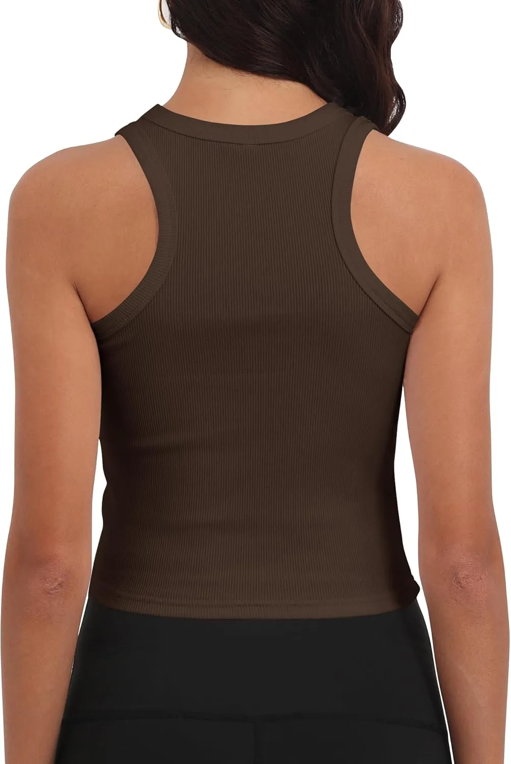 GEMBERA Women Sleeveless Scoop Neck Racerback Ribbed Knit Fitted Teen Basic Crop Tank Top Shirt