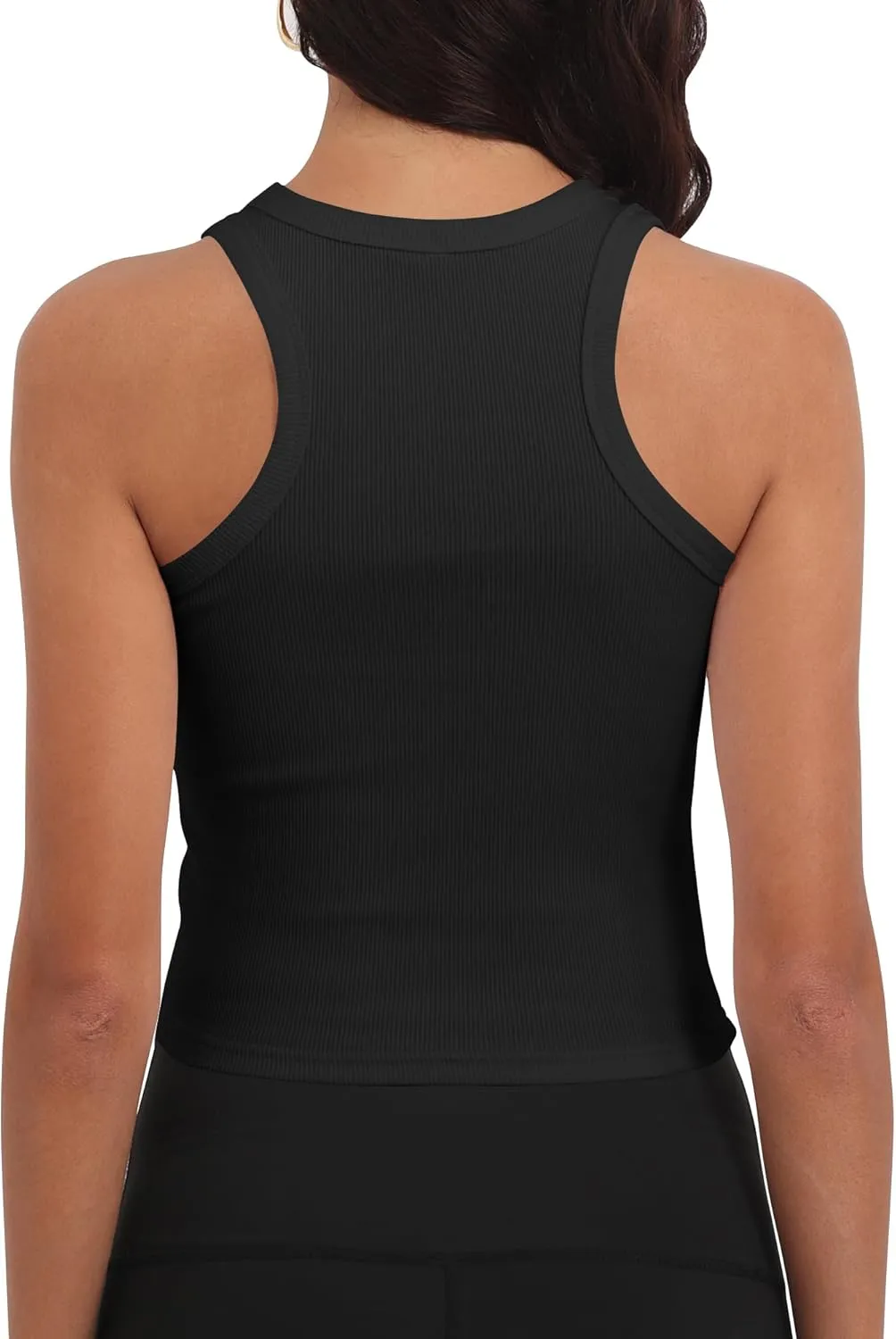 GEMBERA Women Sleeveless Scoop Neck Racerback Ribbed Knit Fitted Teen Basic Crop Tank Top Shirt