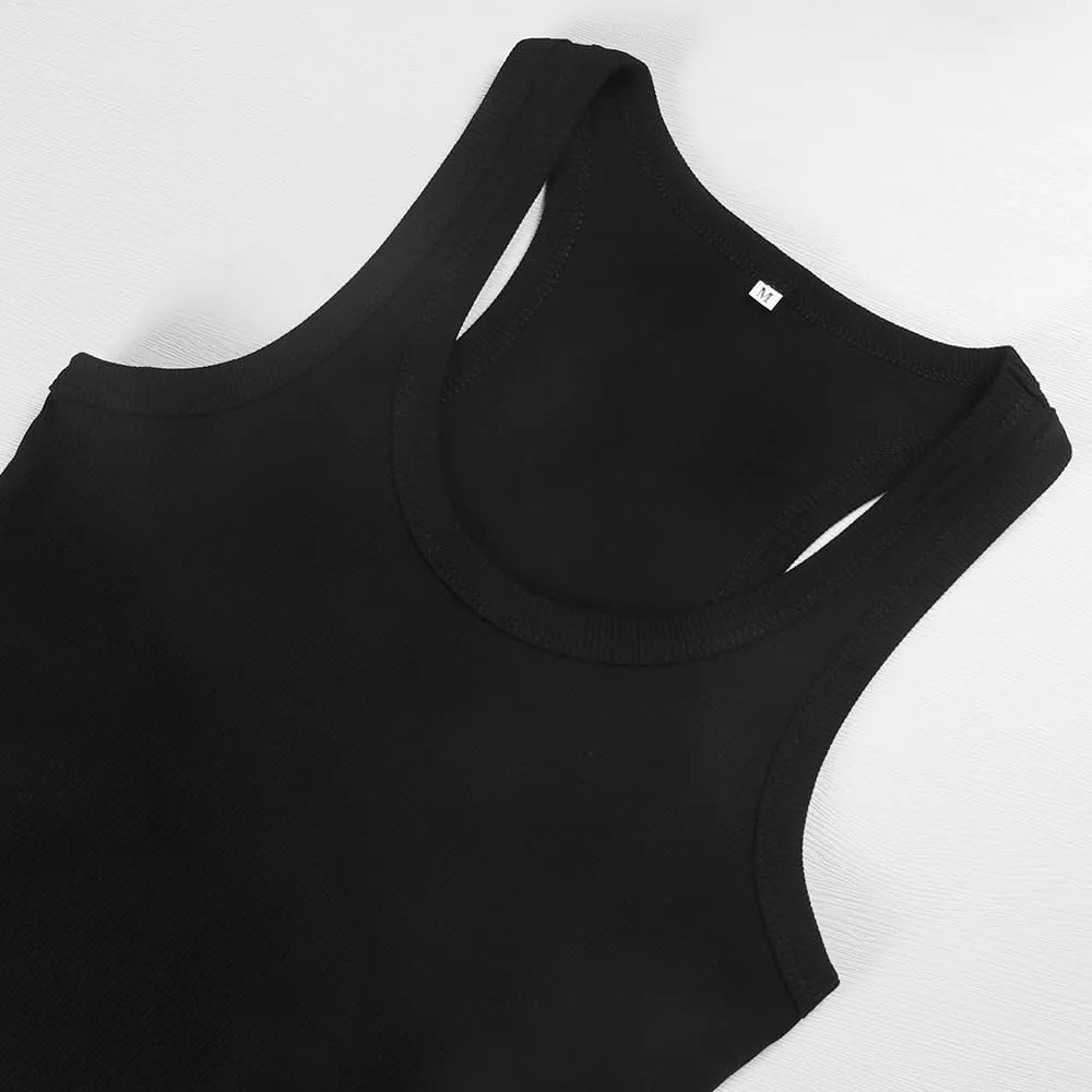 GEMBERA Womens Scoop Neck Sleeveless Racerback Ribbed Knit Slim Fitted Basic Tank Top Shirt