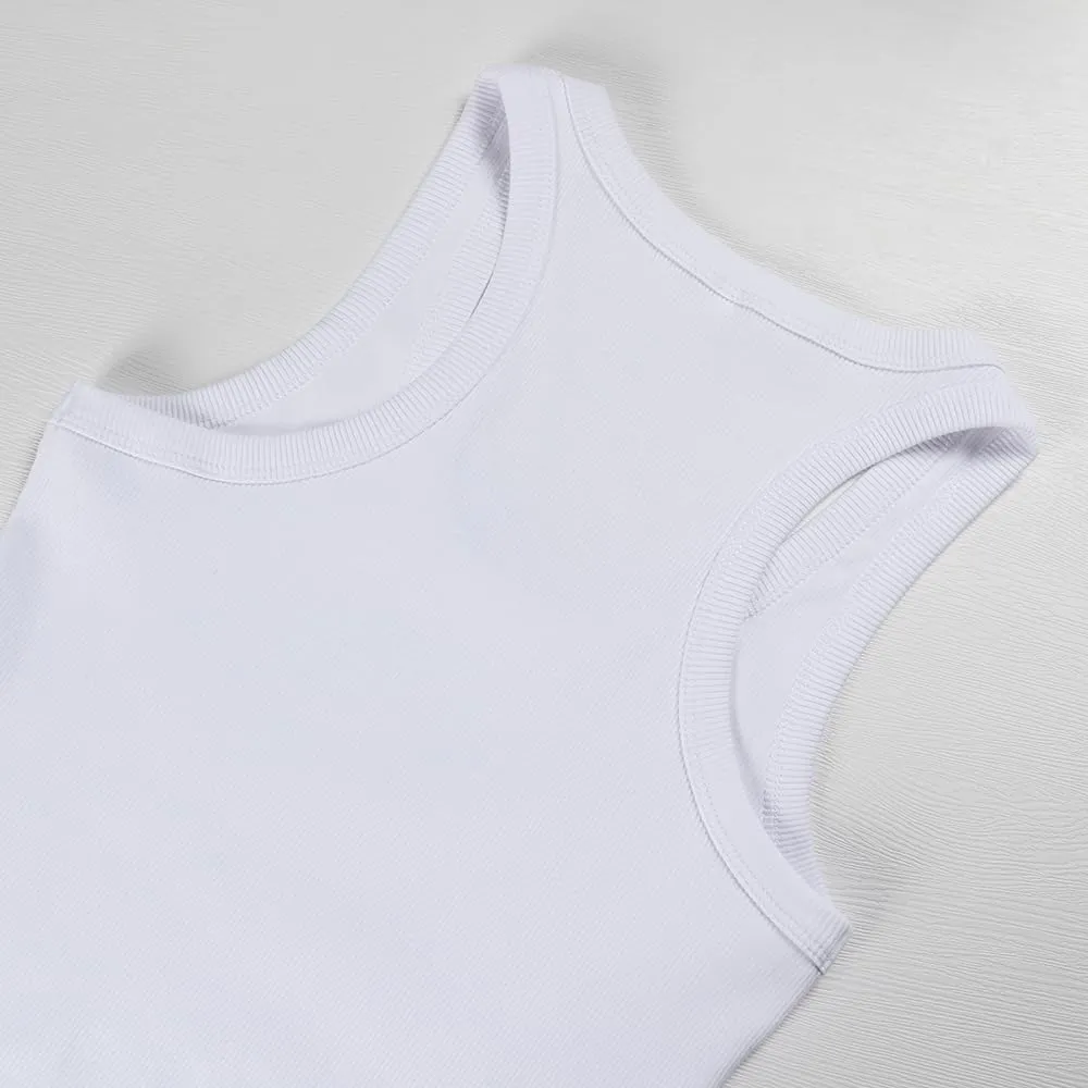 GEMBERA Womens Scoop Neck Sleeveless Racerback Ribbed Knit Slim Fitted Basic Tank Top Shirt