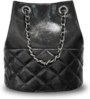 Genuine Leather Bucket Bag Women Tote Bag Shoulder Bag Underarm Bag with Chain Bag for Work Shopping Travel (White)