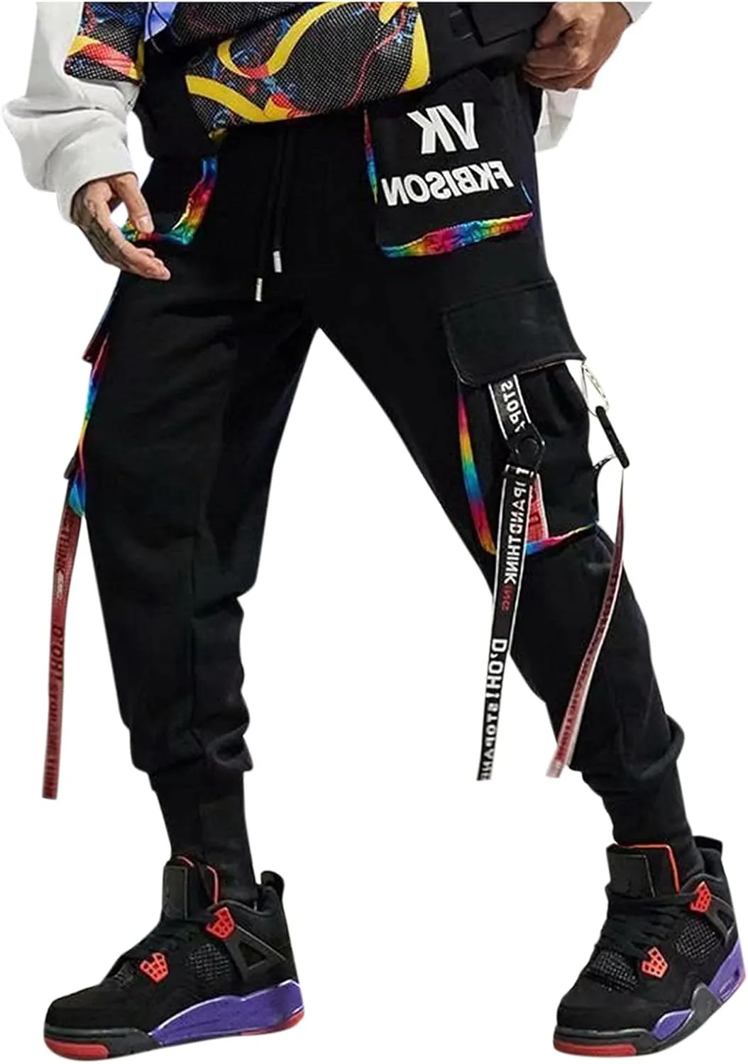 GIERIDUC Harajuku Hip Hop Denim Pants Men Winter Workout Clothes for Men Casual Jogger Pants for Men Long Legged Joggers Mens