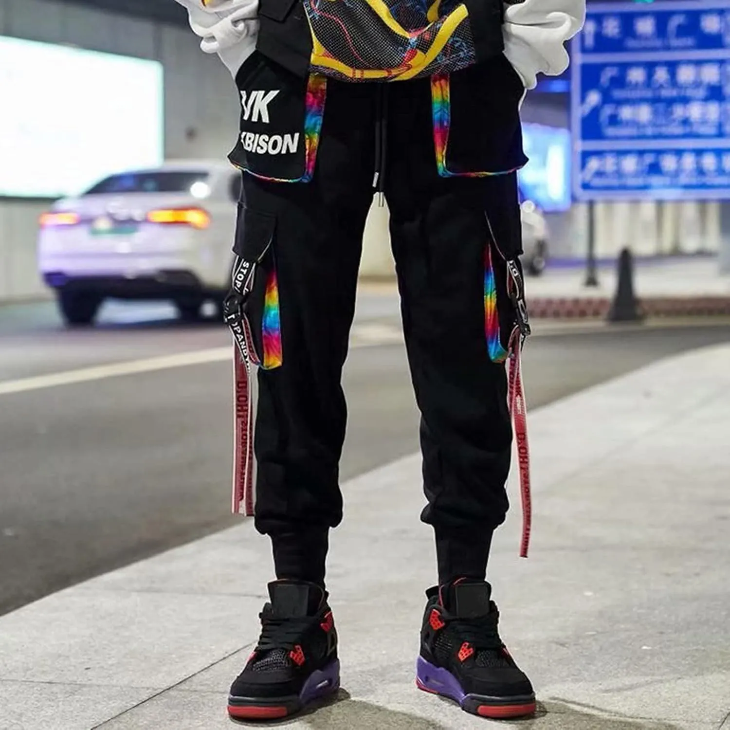 GIERIDUC Harajuku Hip Hop Denim Pants Men Winter Workout Clothes for Men Casual Jogger Pants for Men Long Legged Joggers Mens