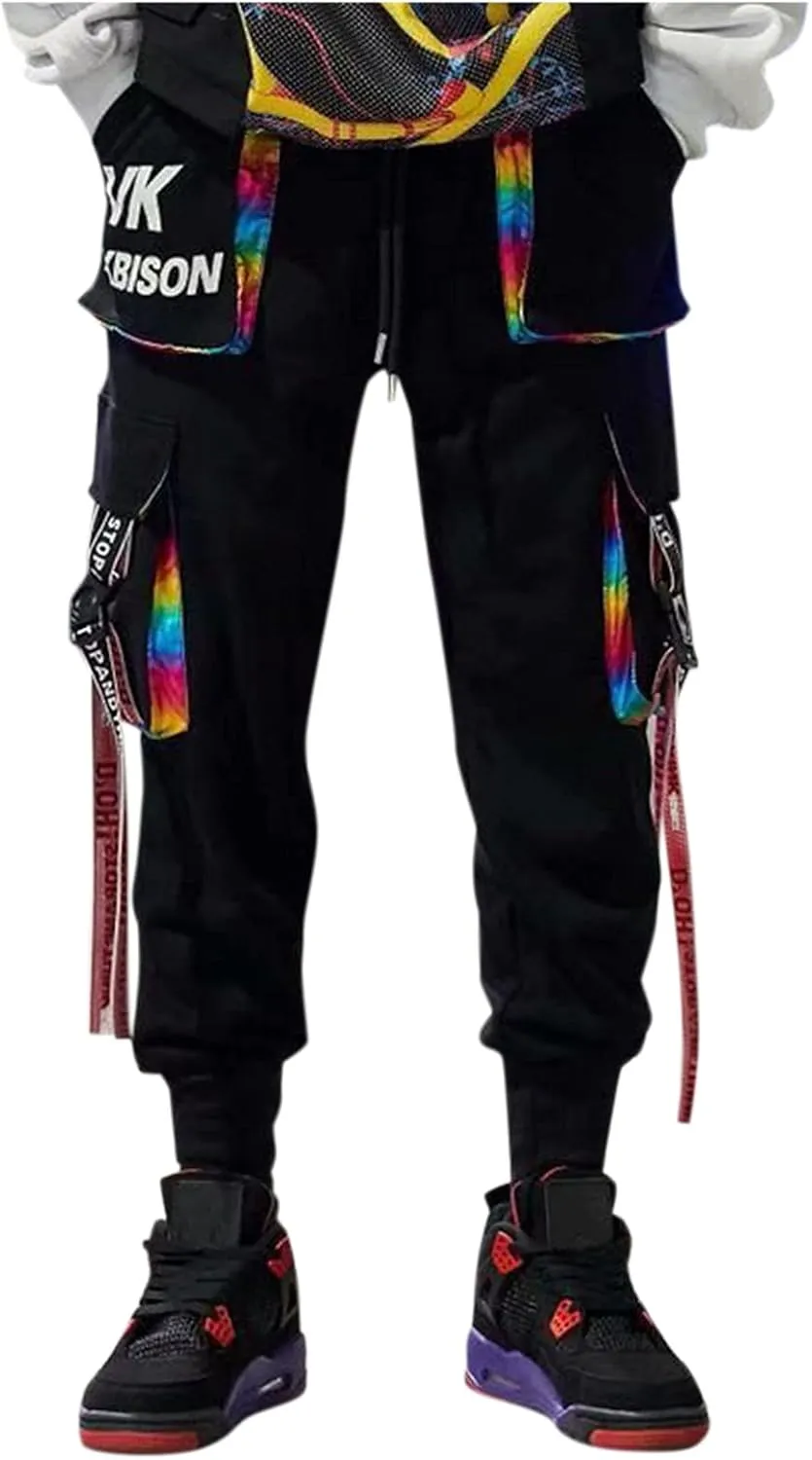 GIERIDUC Harajuku Hip Hop Denim Pants Men Winter Workout Clothes for Men Casual Jogger Pants for Men Long Legged Joggers Mens