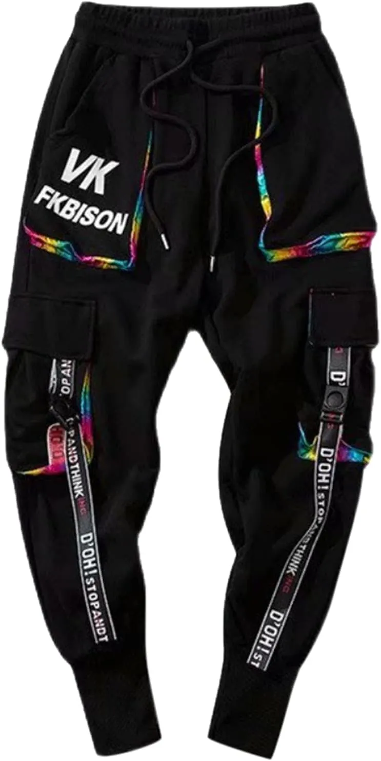 GIERIDUC Harajuku Hip Hop Denim Pants Men Winter Workout Clothes for Men Casual Jogger Pants for Men Long Legged Joggers Mens