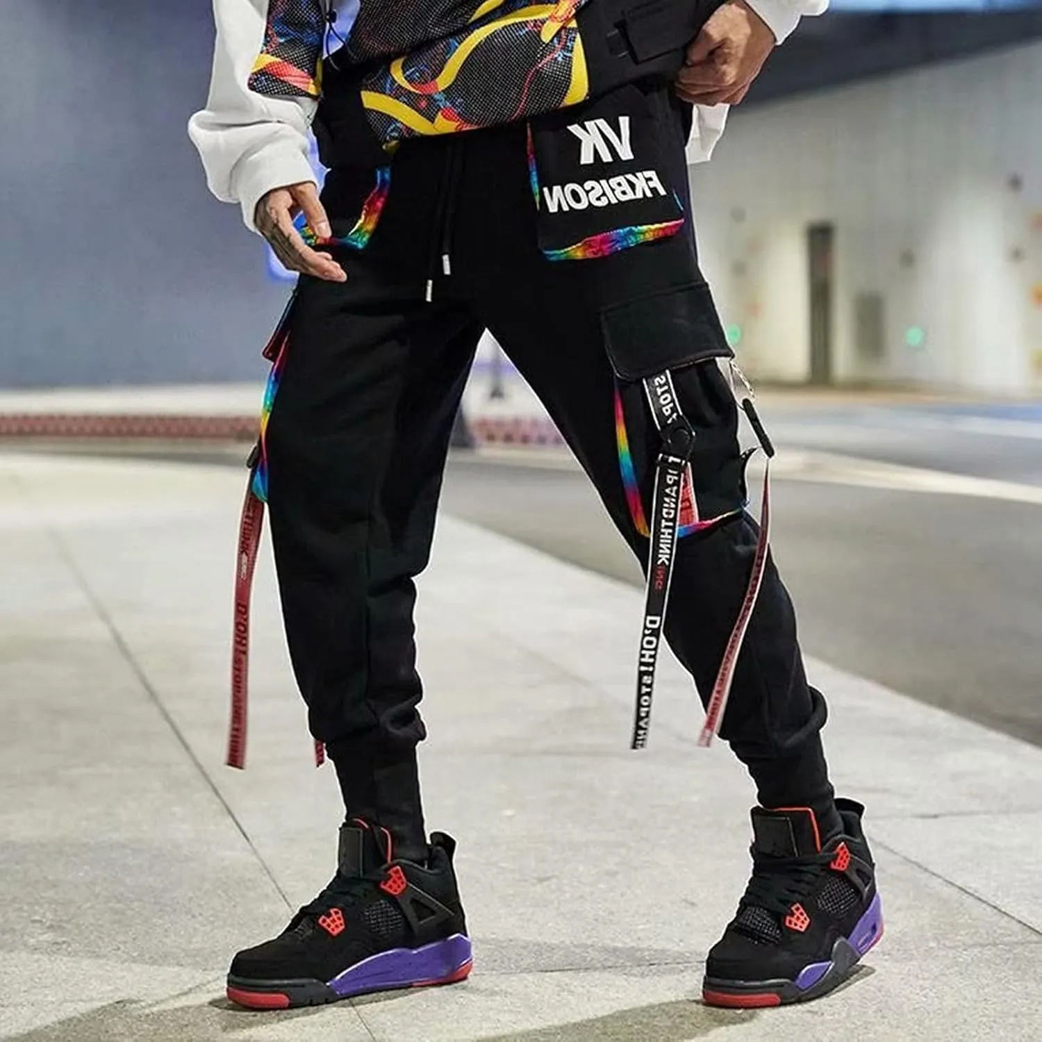 GIERIDUC Harajuku Hip Hop Denim Pants Men Winter Workout Clothes for Men Casual Jogger Pants for Men Long Legged Joggers Mens