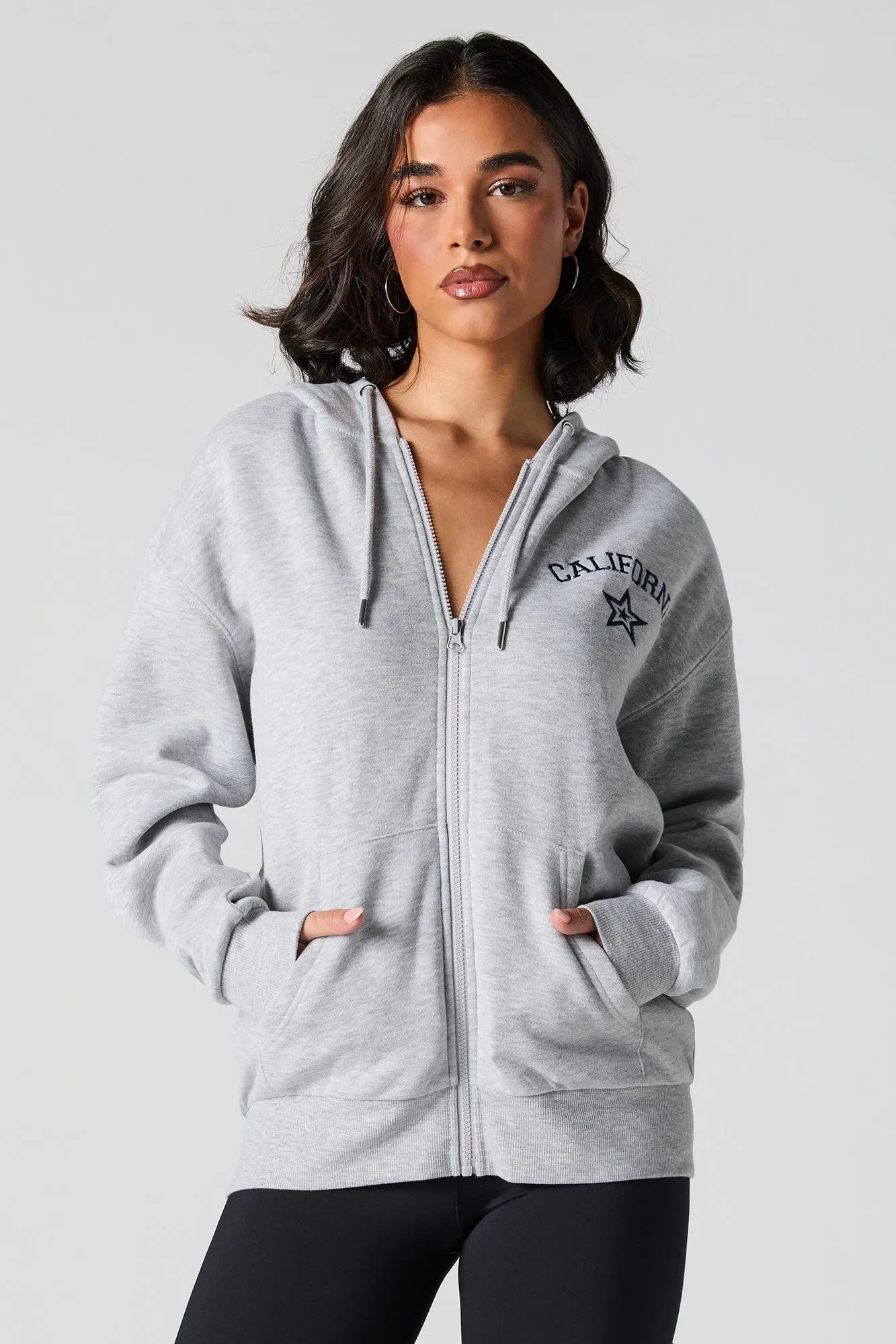 Graphic Zip-Up Fleece Hoodie