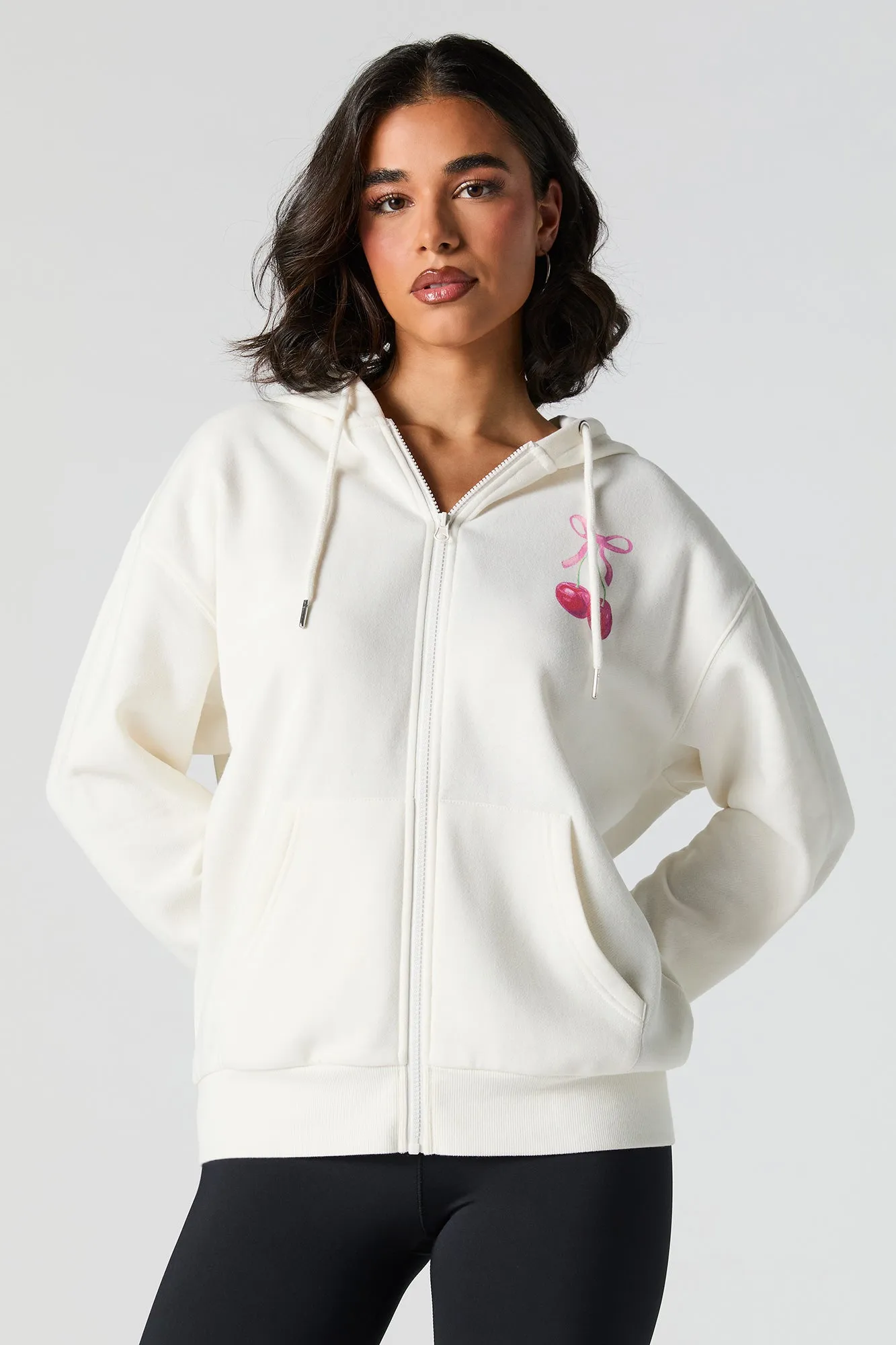 Graphic Zip-Up Fleece Hoodie