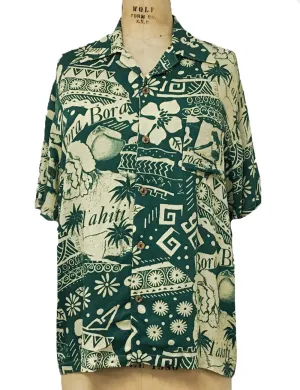Green South Seas Soft Men's Button Up Tiki Sonny Shirt