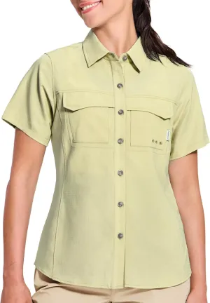 Haimont Women's UPF 50  Sun Protection Button Down Fishing Hiking Travel Shirts Short Sleeve Quick Dry Shirt with Pockets
