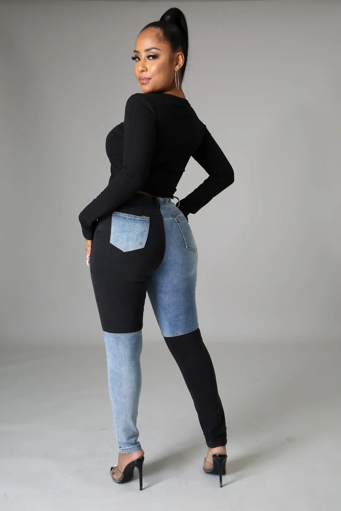Half and Half Denim Pants