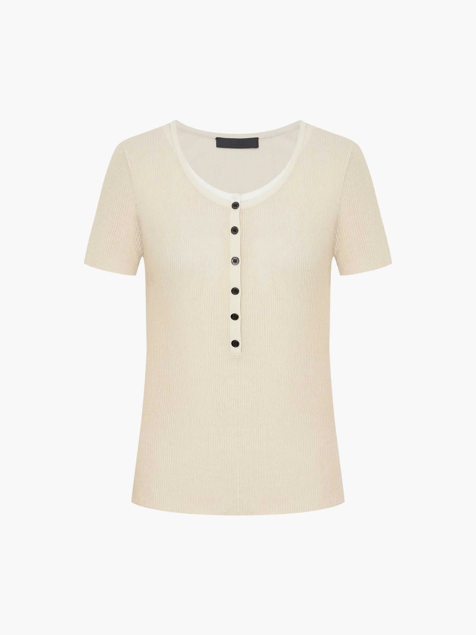Half Button Contrast Top