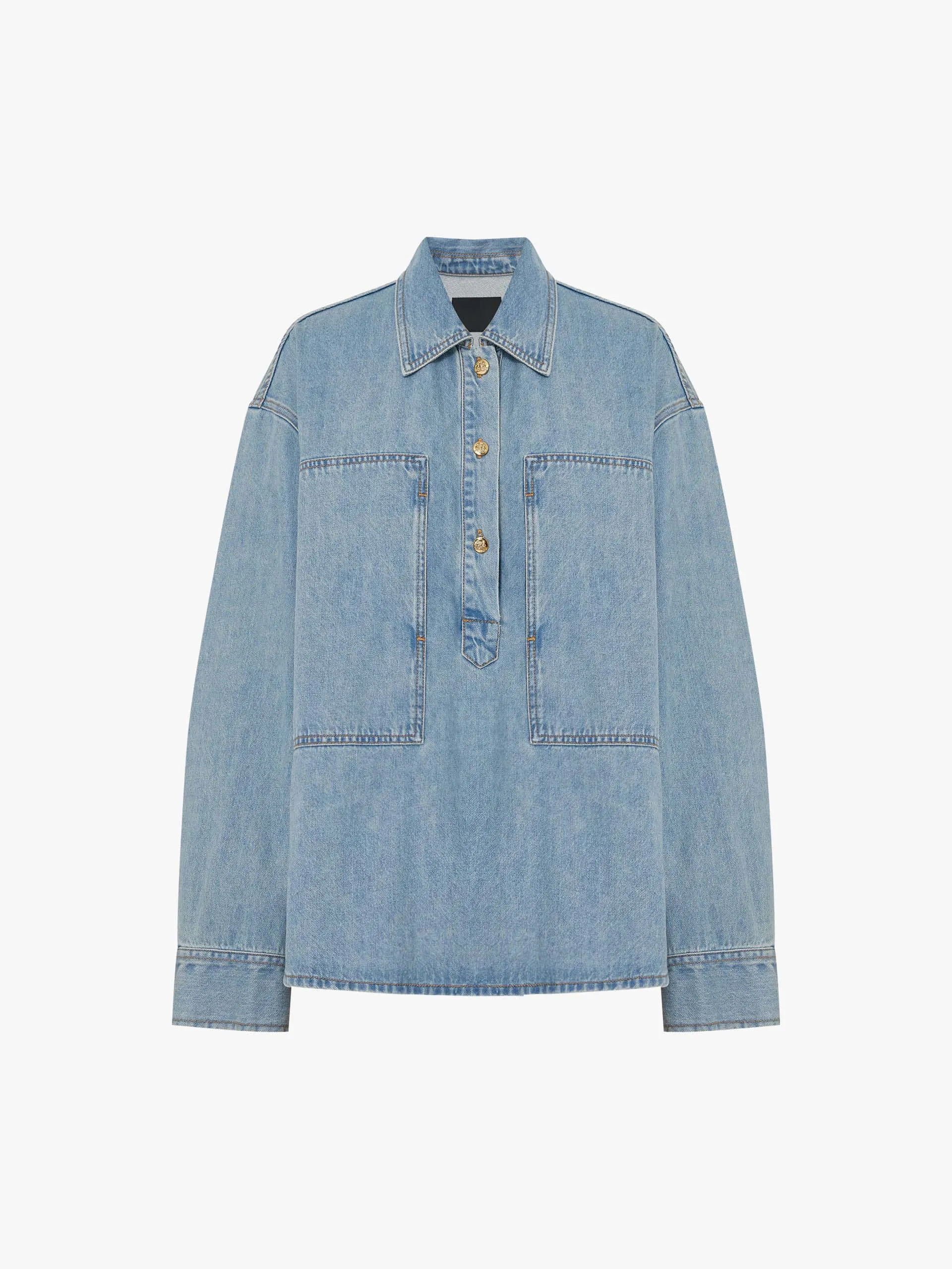 Half Button Cotton Blouse