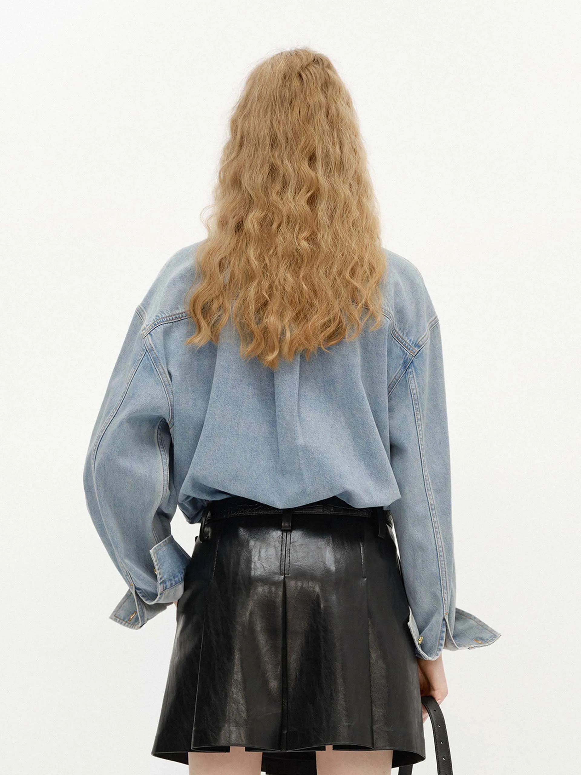 Half Button Cotton Blouse
