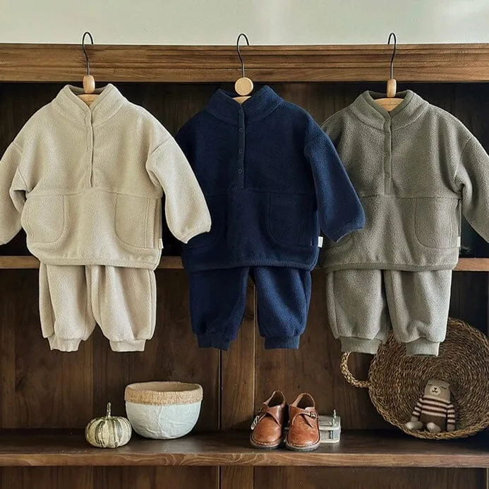 Half Button Polar Fleece Sweatshirt Set