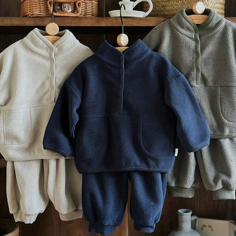Half Button Polar Fleece Sweatshirt Set