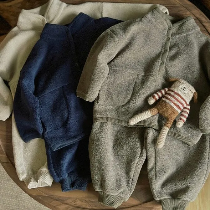 Half Button Polar Fleece Sweatshirt Set