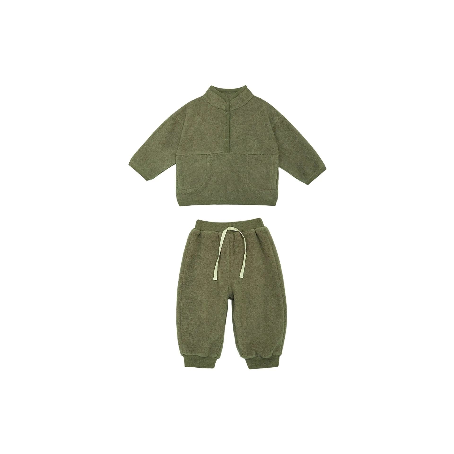 Half Button Polar Fleece Sweatshirt Set