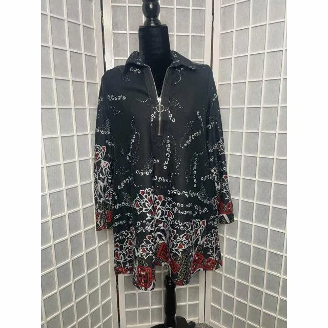 Half Print Zip Tunic