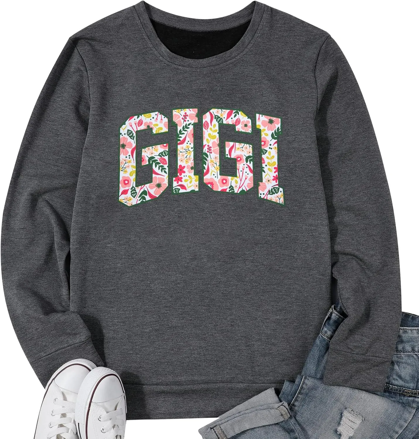 HEBBE Gigi Sweatshirts for Women Grandma Sweatshirt Gifts for Grandmother Nana Letters Print Shirt Pullover Top