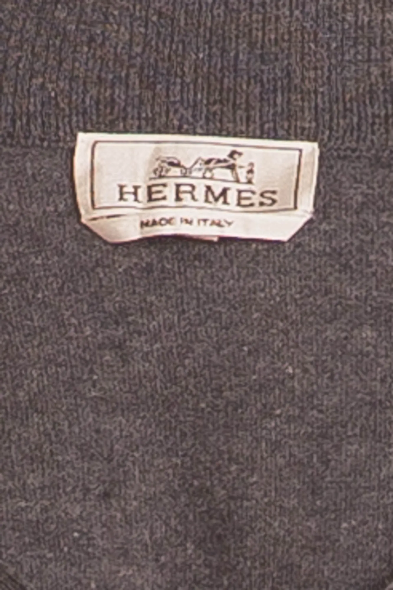 Hermes - Long Sleeve Grey Zip Neck Sweater - L