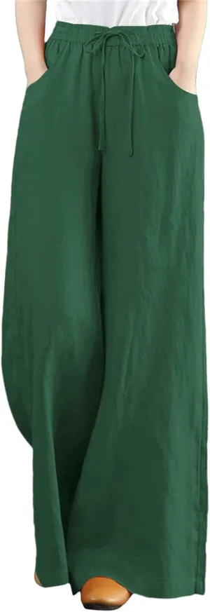 High Solid Fashion Waist Women's Wide Color Wash Trousers Pants Leg Plus Size Pants Women Plus Size Camouflage Clothes