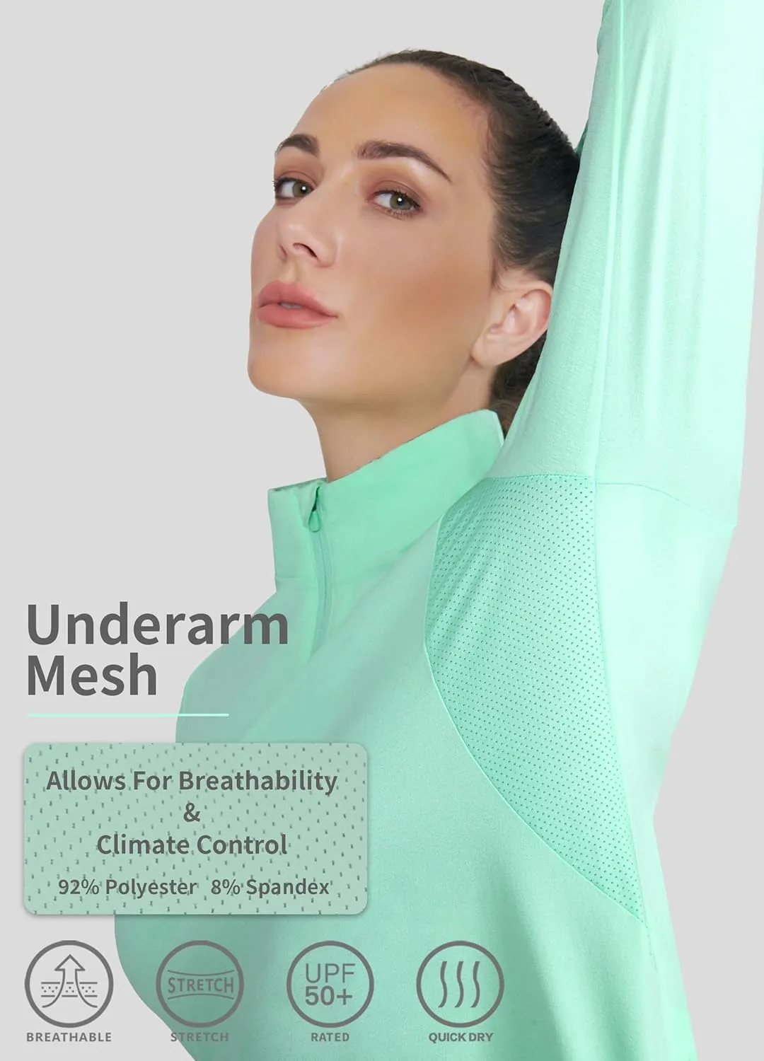 Hiverlay Women's Quick Dry Shirts Long Sleeve for Running Hiking Workout UPF50  Lightweight Pullover Top with Pocket