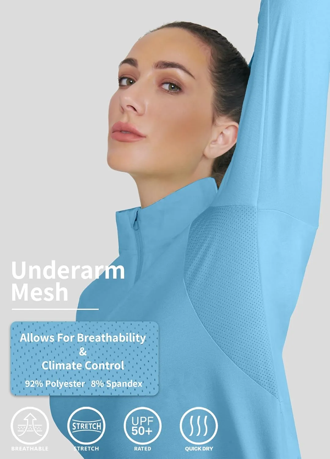 Hiverlay Women's Quick Dry Shirts Long Sleeve for Running Hiking Workout UPF50  Lightweight Pullover Top with Pocket