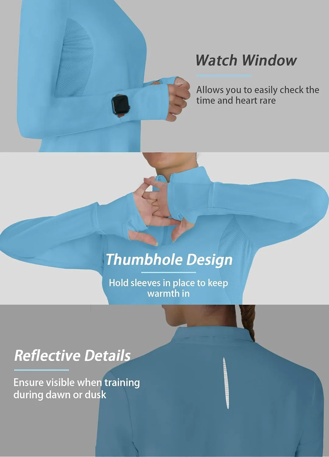 Hiverlay Women's Quick Dry Shirts Long Sleeve for Running Hiking Workout UPF50  Lightweight Pullover Top with Pocket