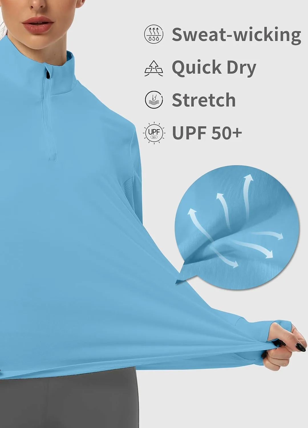 Hiverlay Women's Quick Dry Shirts Long Sleeve for Running Hiking Workout UPF50  Lightweight Pullover Top with Pocket