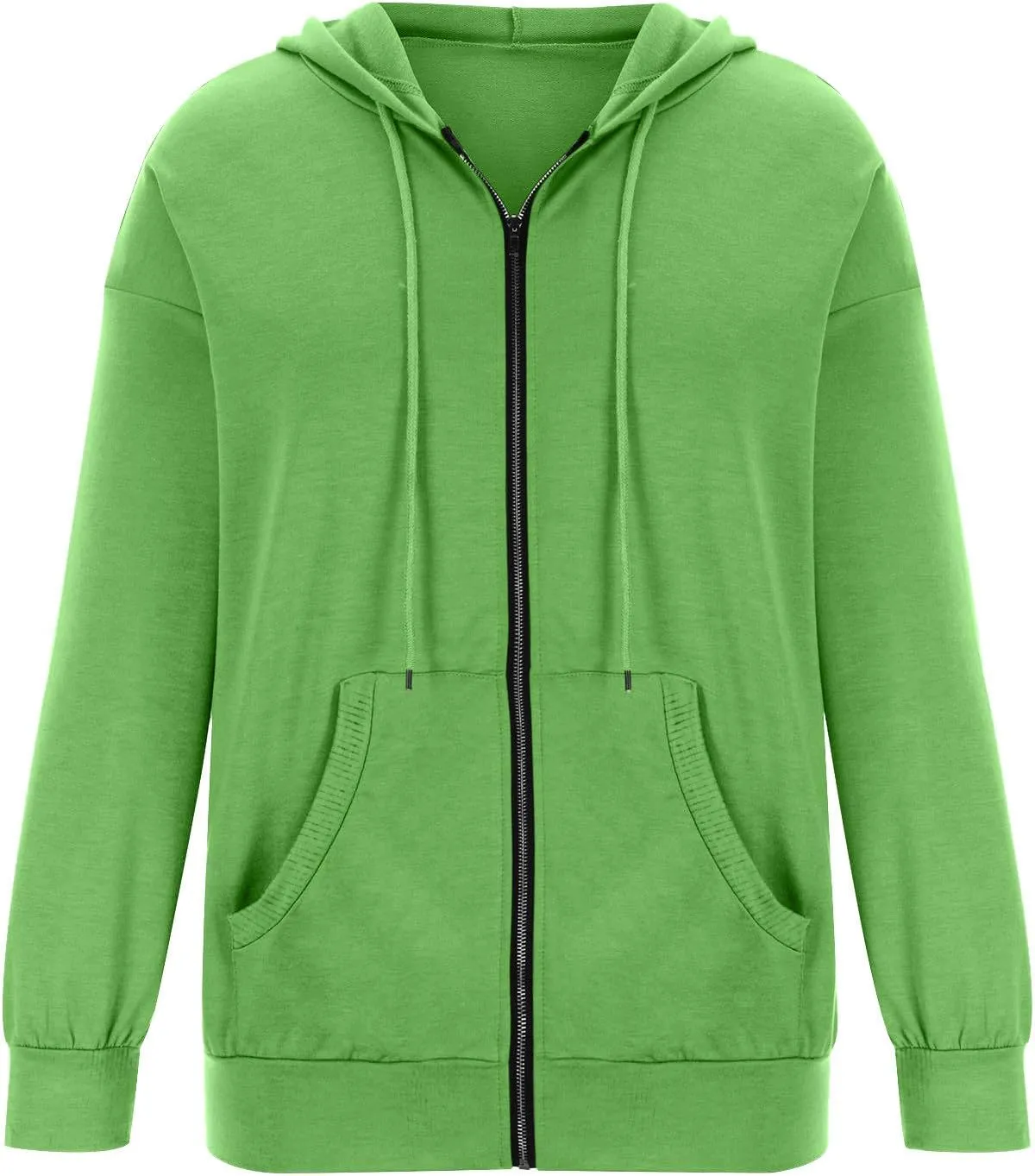 Hoodie Oversized Coat for Women Solid Color Pockets Cardigan Sweatshirts Long Sleeves Zipper Jackets Cardigan Winter