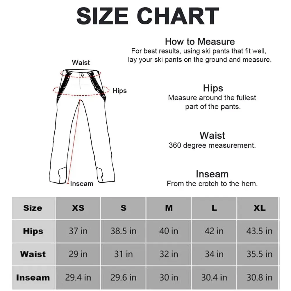 HOTIAN Women's Ski Pants Adjustable Strap Snowboard Pants