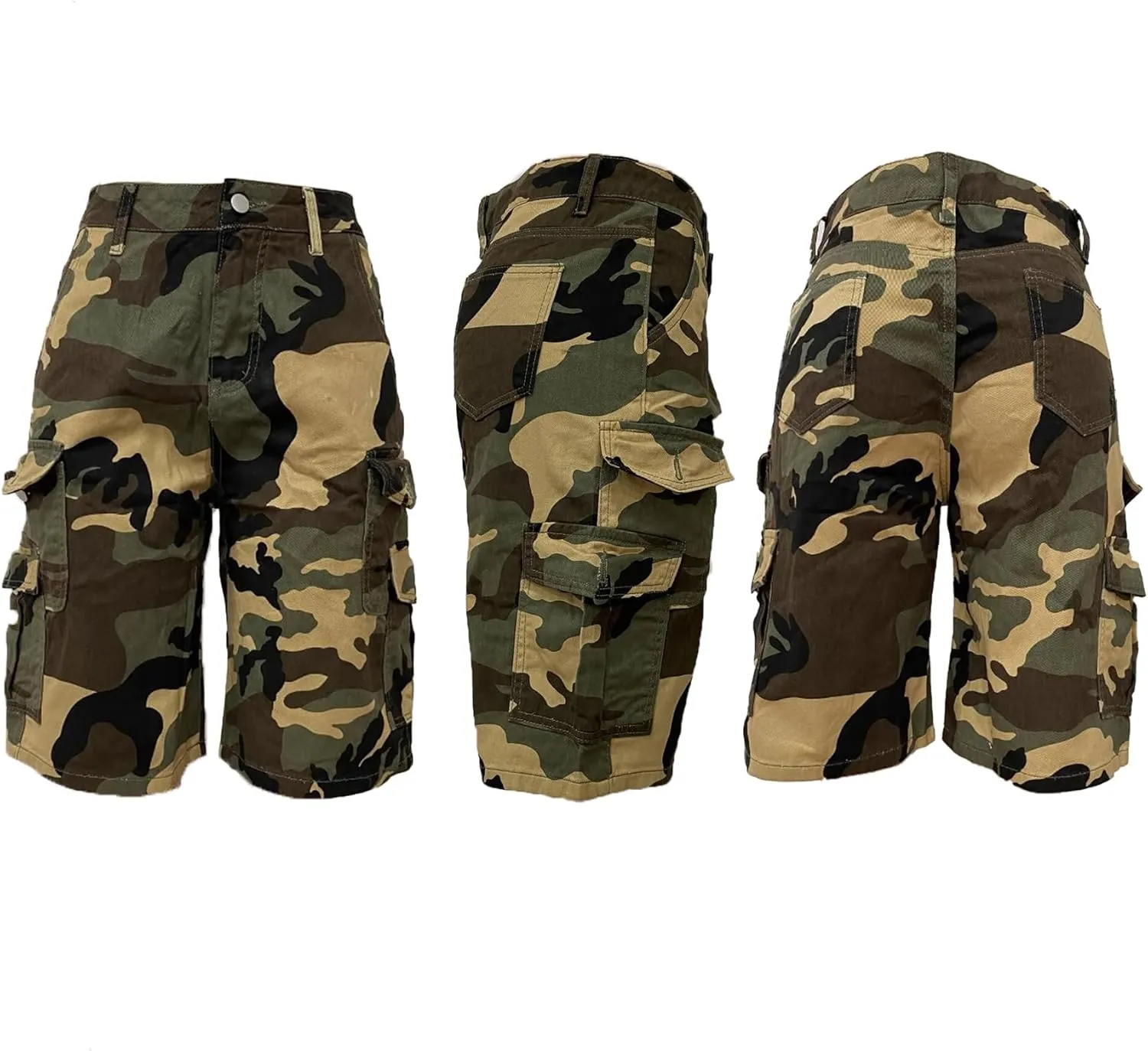 HuiSiFang Womens Camo Cargo Shorts High Waist Y2K Wide Leg Casual Hot Short Pants Streetwear