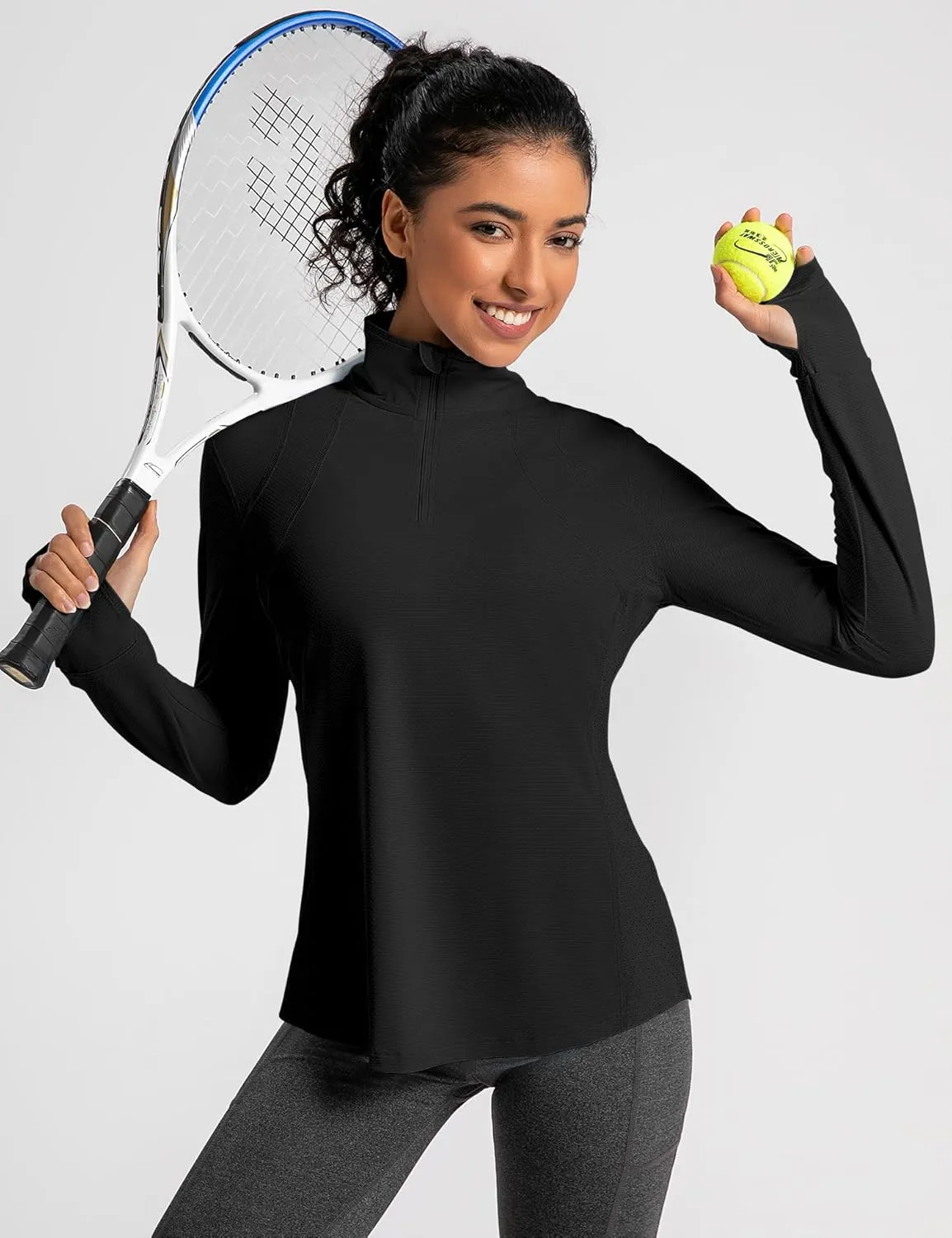 IECCP Womens Long Sleeve Shirts Sun Protection Quarter Zip Pullover Summer Quick Dry Athletic Hiking Running Workout Tops