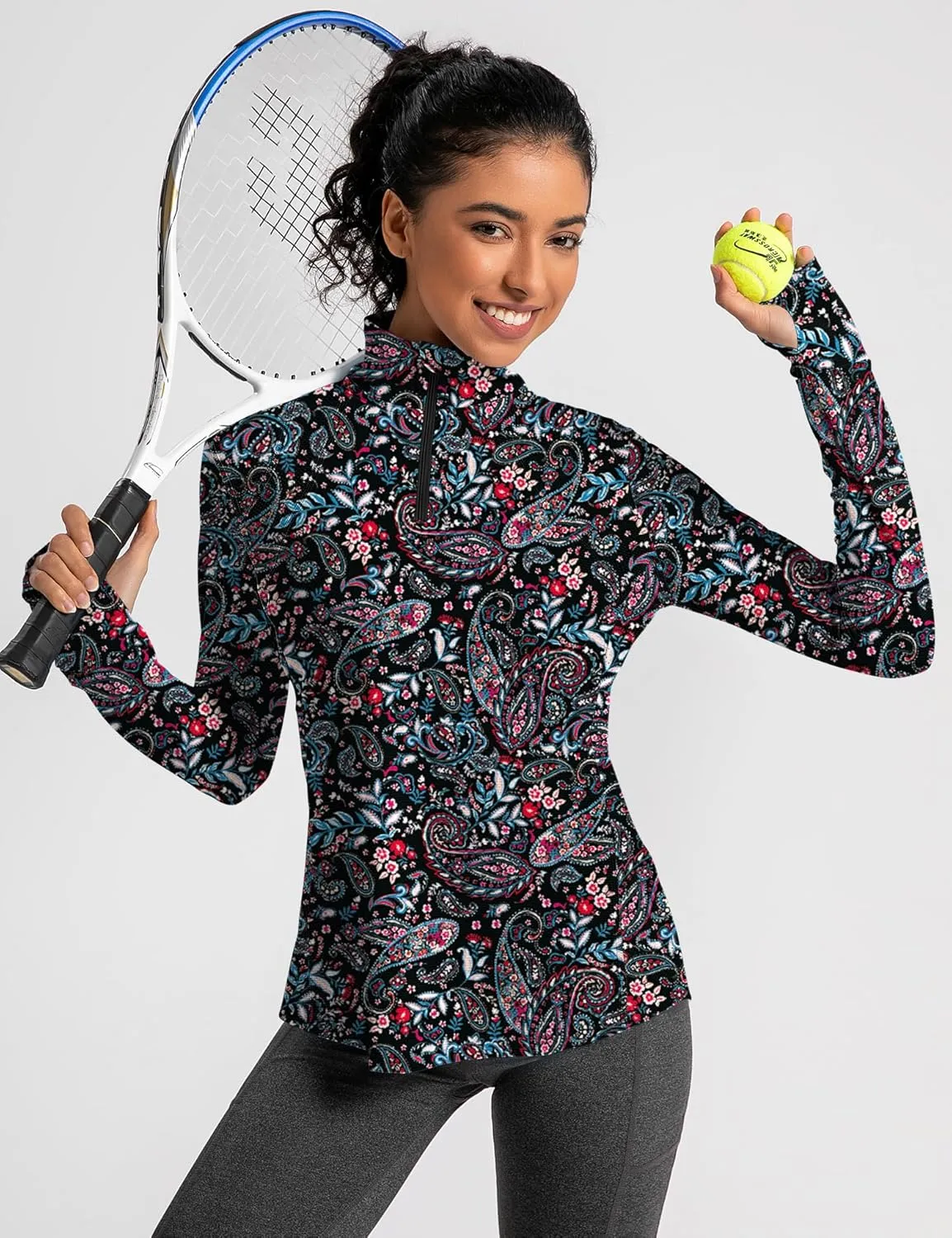 IECCP Womens Long Sleeve Shirts Sun Protection Quarter Zip Pullover Summer Quick Dry Athletic Hiking Running Workout Tops