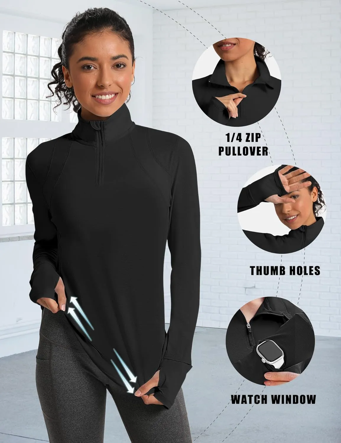 IECCP Womens Long Sleeve Shirts Sun Protection Quarter Zip Pullover Summer Quick Dry Athletic Hiking Running Workout Tops