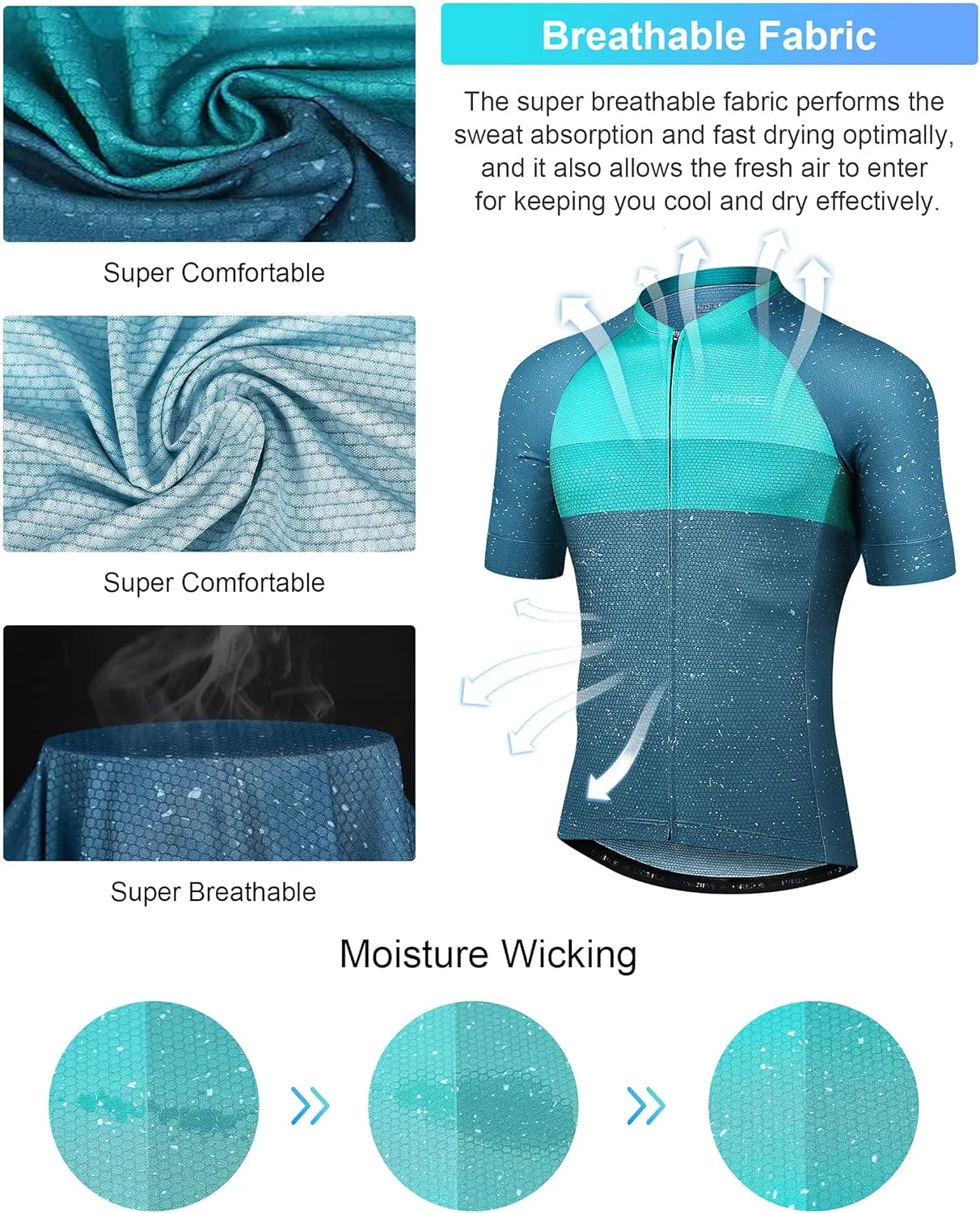 INBIKE Mens Cycling Jersey 3 Rear Pockets Moisture Wicking Short Sleeve Quick Dry Reflective Biking Shirts
