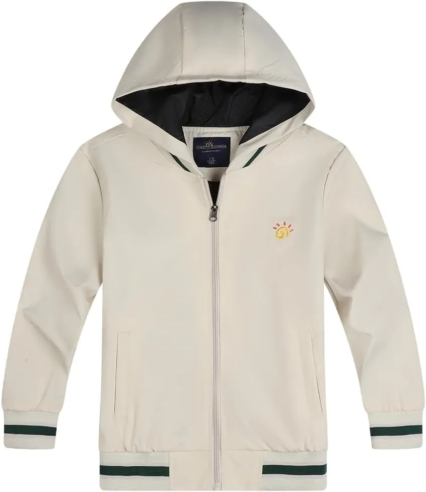 Jingle Bongala Kids Waterproof Hooded Rain Jacket Boys Girls Lightweight Baseball Jacket