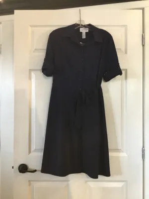 Joseph Ribkoff Midnight blue dress tie waist half button down 221112