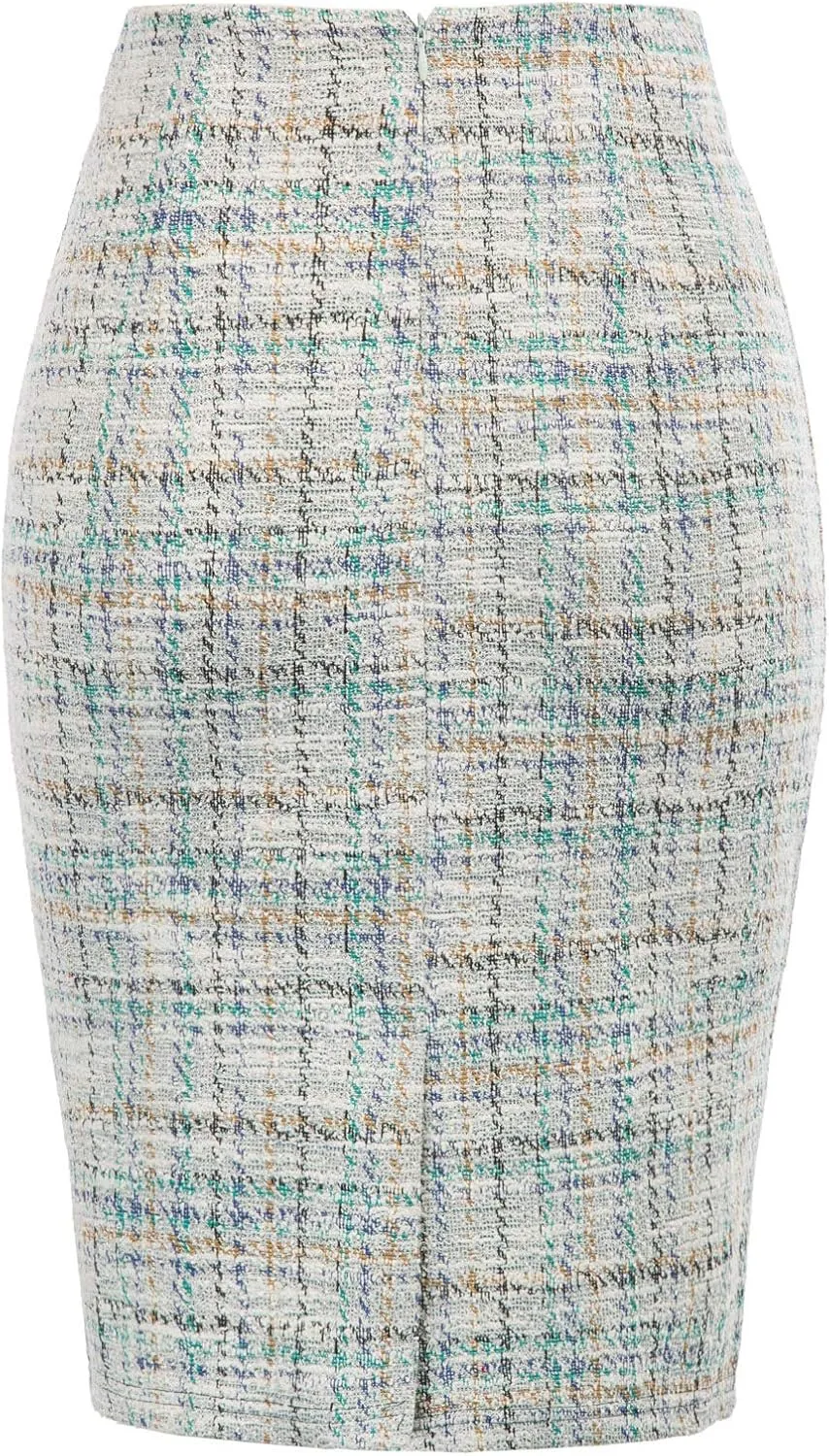 Kate Kasin Womens Knee Length Elastic Waist Stretchy Bodycon Business Tweed Pencil Skirt