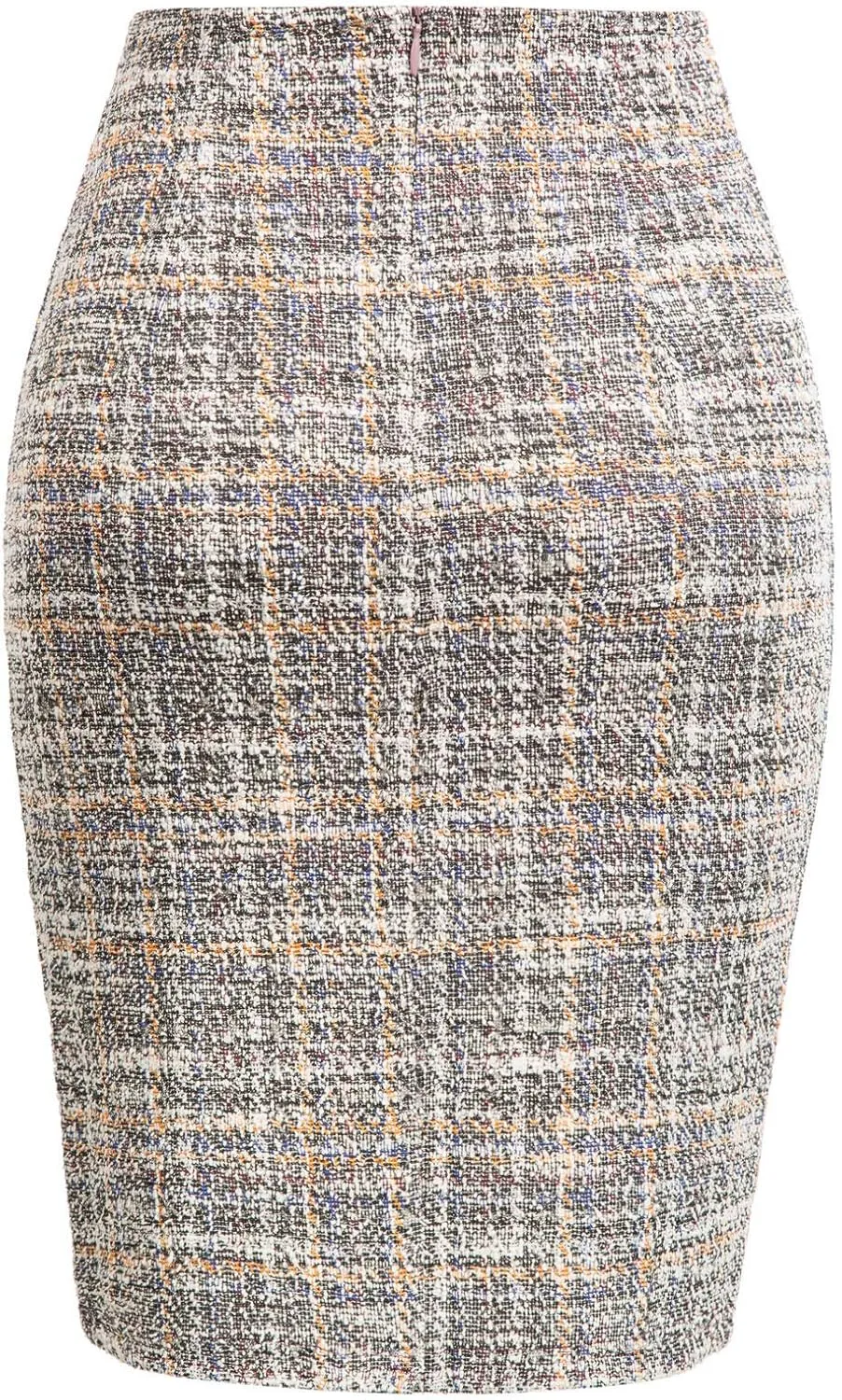 Kate Kasin Womens Knee Length Elastic Waist Stretchy Bodycon Business Tweed Pencil Skirt