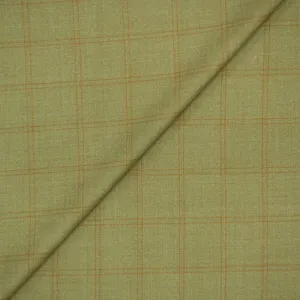 Khaki Windowpane Worsted Wool Suiting Fabric