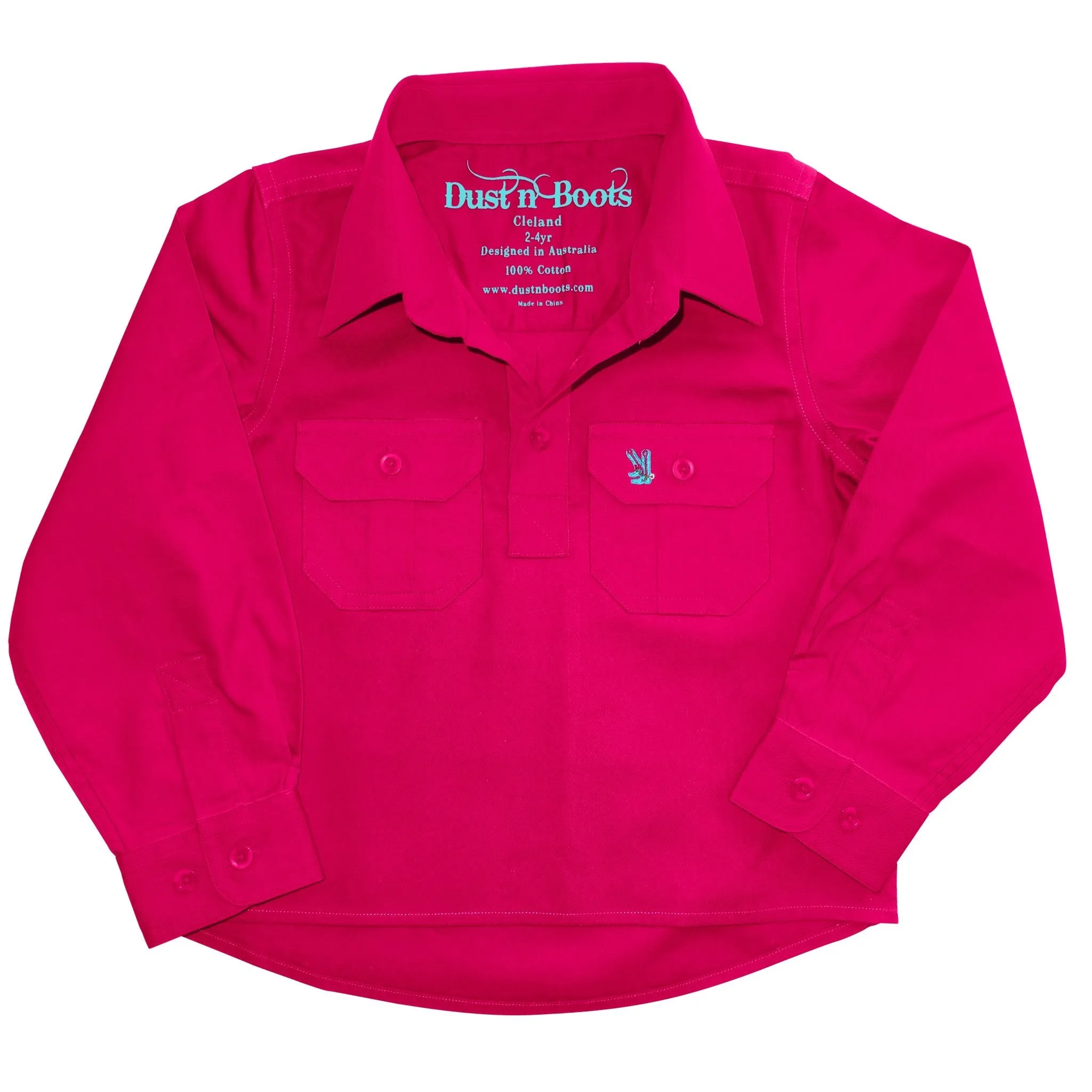 Kids Fuschia Half Button