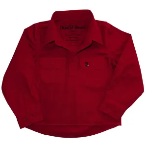 Kids Red Half Button