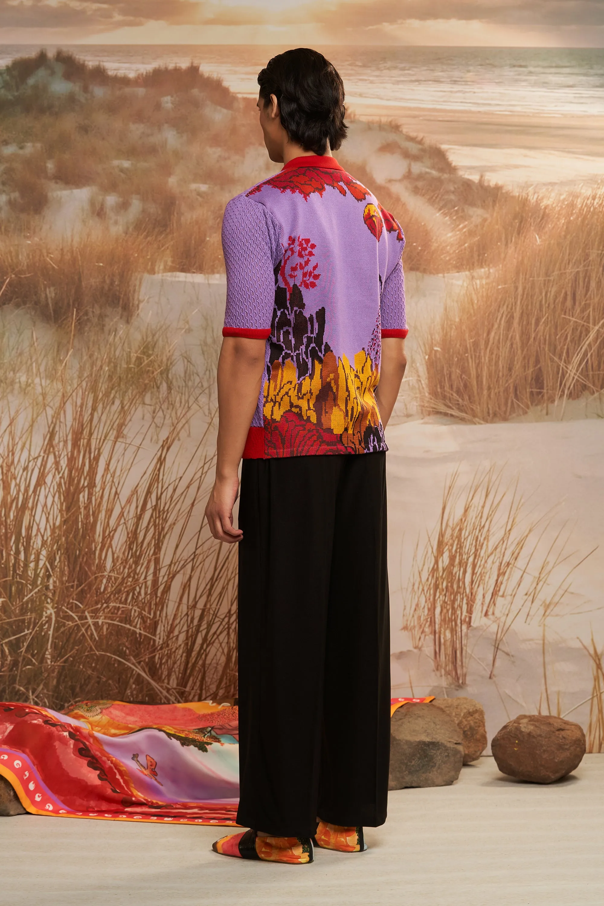 Lavender Solscape Jacquard Knit Shirt